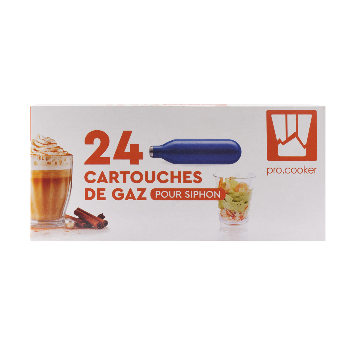Gaspatronen für Sahnespender aus Stahl 14,5x7x5,5 cm Pro.cooker