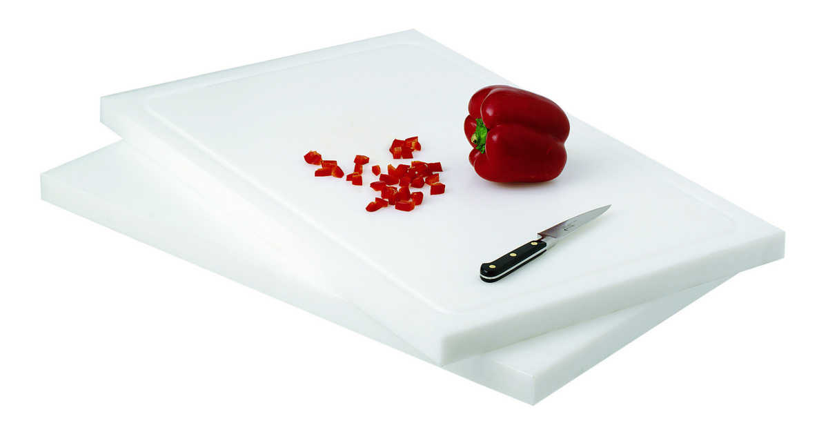 Schneidebrett aus hochdichtem Polyethylen (HDPE) weiß 60x40 cm Pâtissier Mit Saftrille Nicht wendbar Pro.cooker